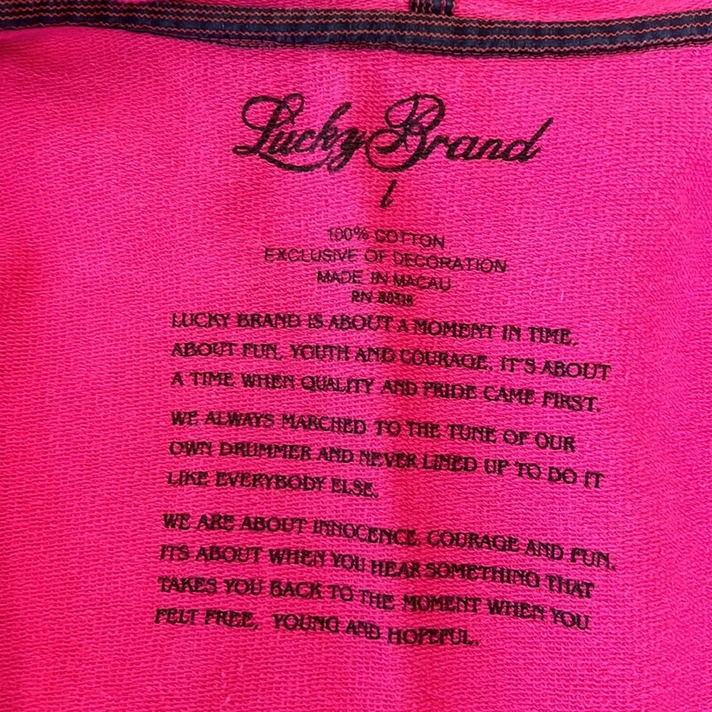 Lucky Brand VTG Pink Full Zip Embroidered Hoodie Patch - Size L - Picture 4 of 7